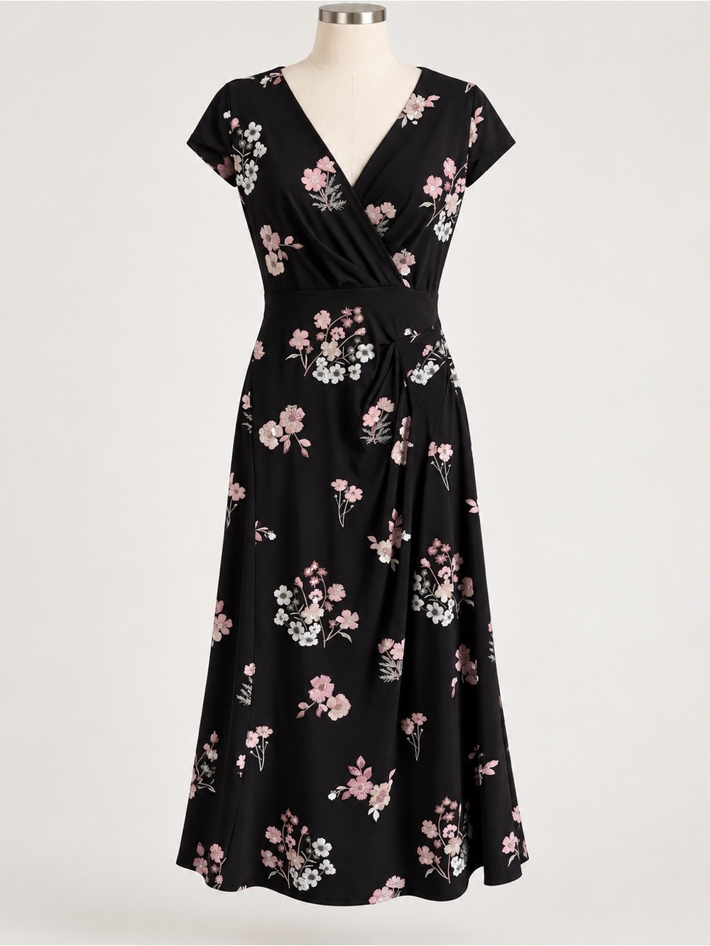 JS Collections Black Floral Embroidered Gown Size 6 Formal Evening Dress‎ NWT